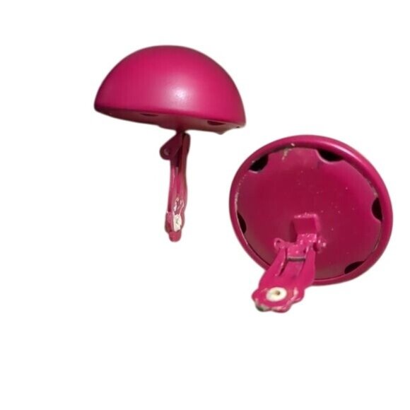 Retro Cranberry Half Dome Clip-On Earrings - Picture 2 of 6